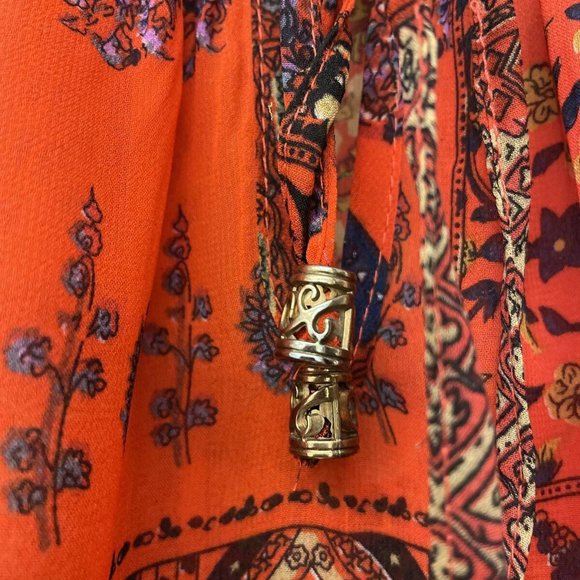 Alya Boho Red Sheer Chiffon Top. size S. Peasant Boho Casual Work Office - Picture 4 of 8